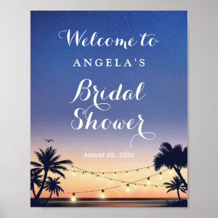 Affiche Romantic Palm Beach String Lights Bridal Shower