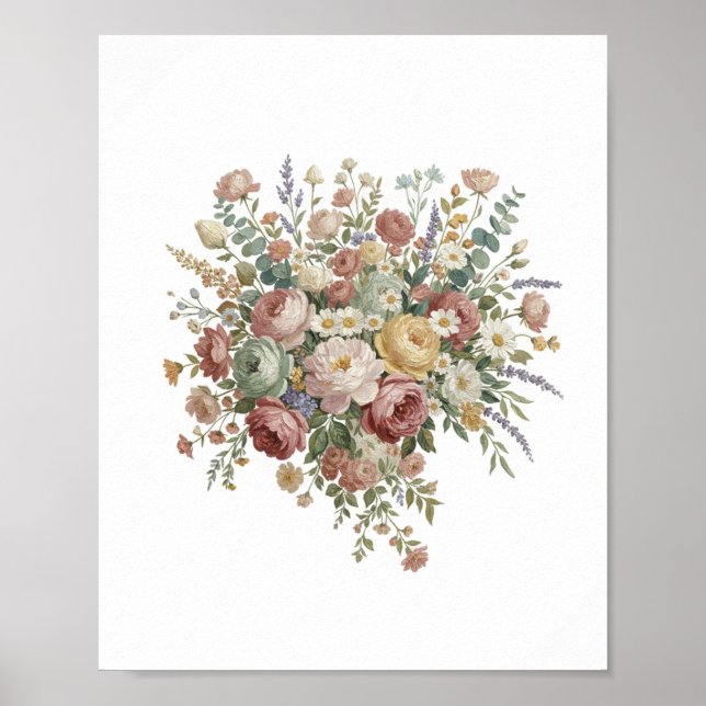 Affiche Romantic Pastel Floral Canvas Print (Devant)