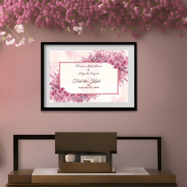 Affiche Romantic rose cerisier Blossom Tied le noeud Poste (Créateur téléchargé)