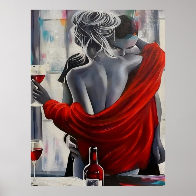 Affiche Romantic Wine Embrace (Devant)