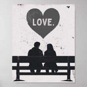Affiche Romantique 8x10 Grunge Saint-Valentin Amour
