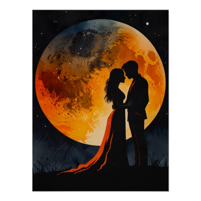 Affiche romantique. Art mural. Décoration murale (Devant)