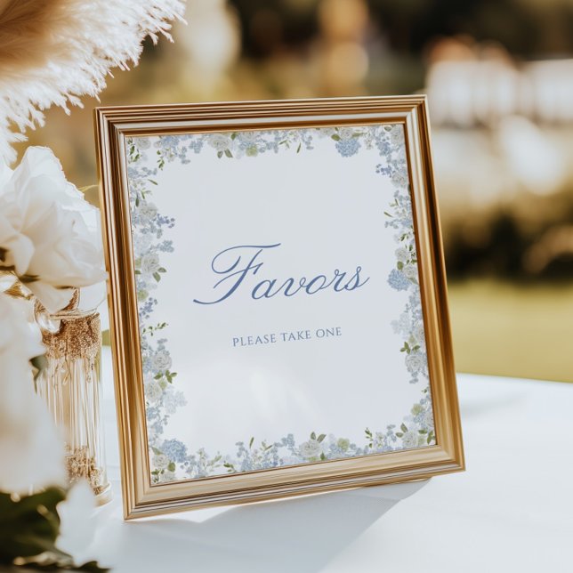 Affiche Romantique bleu doux mariage floral Faveurs (Créateur téléchargé)