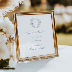 Affiche Romantique bleu moelleux Monogramme Crest Signatur