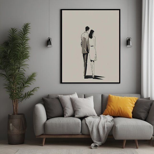 Affiche Romantique Couple minimaliste Ligne Art (Créateur téléchargé)