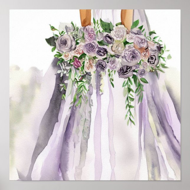 Affiche Romantique et mauve, Bridal Cascading Bouquet 2, (Devant)