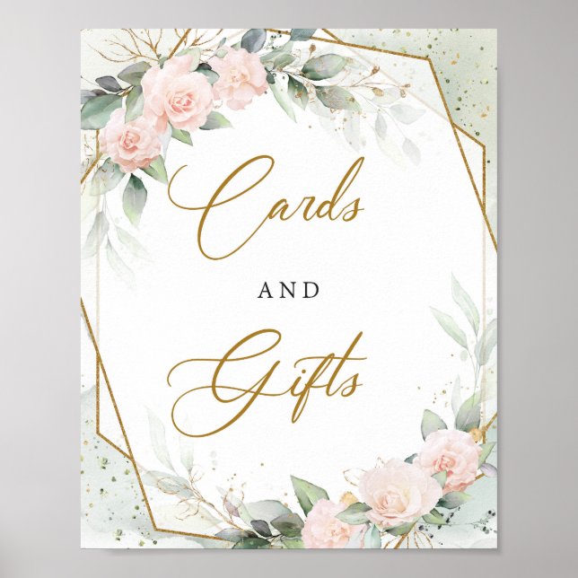 Affiche Romantique jardin fleuri or Cartes et Cadeaux sign (Devant)