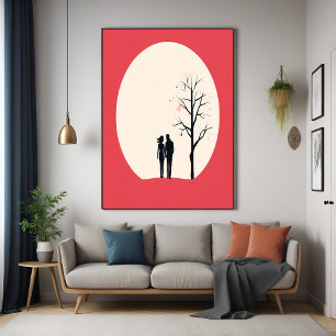 Affiche Romantique minimaliste Couple Art