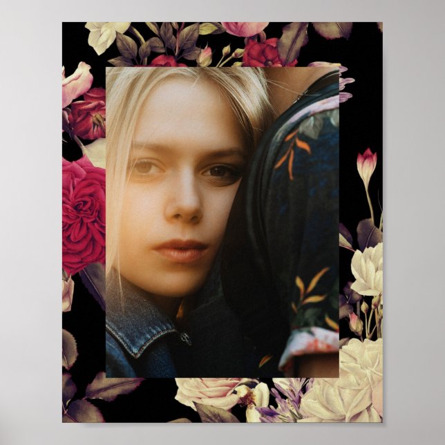 Affiche Romantique Moody Floral Photo Noir (Devant)