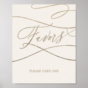 Affiche Romantique or calligraphié   Faveurs de mariage iv