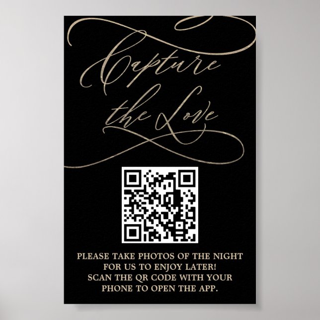 Affiche Romantique or et noir QR Code Capture de l'amour P (Devant)