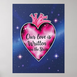 Affiche Romantique rose Coeur amour Art Imprimer