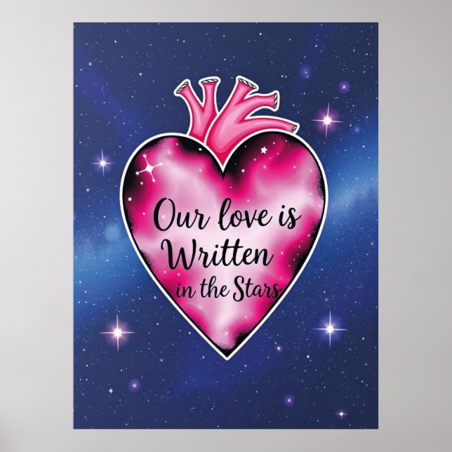Affiche Romantique rose Coeur amour Art Imprimer (Devant)