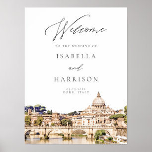 Affiche ROME Aquarelle Skyline Voyage Mariage Bienvenue