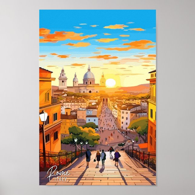 Affiche Rome City Italy Art Vintage Travel Illustration (Devant)