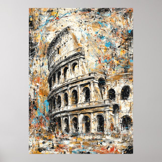 Affiche Rome Colosseum Abstract Drip Painting (Devant)