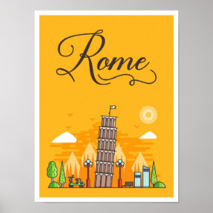 Affiche Rome Italie Art Voyage Illustration