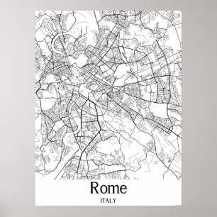 Affiche Rome Italie Black and White Europe City Map