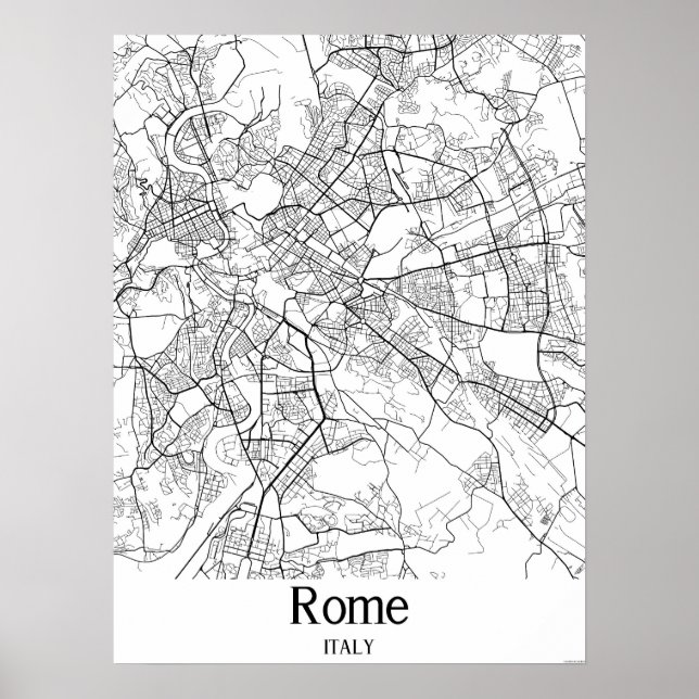 Affiche Rome Italie Black and White Europe City Map (Devant)