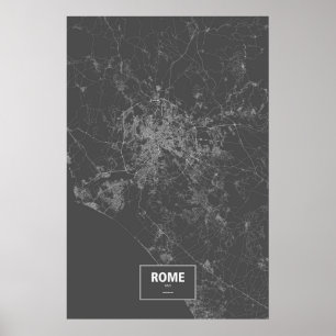 Affiche Rome, Italie (blanc sur noir)