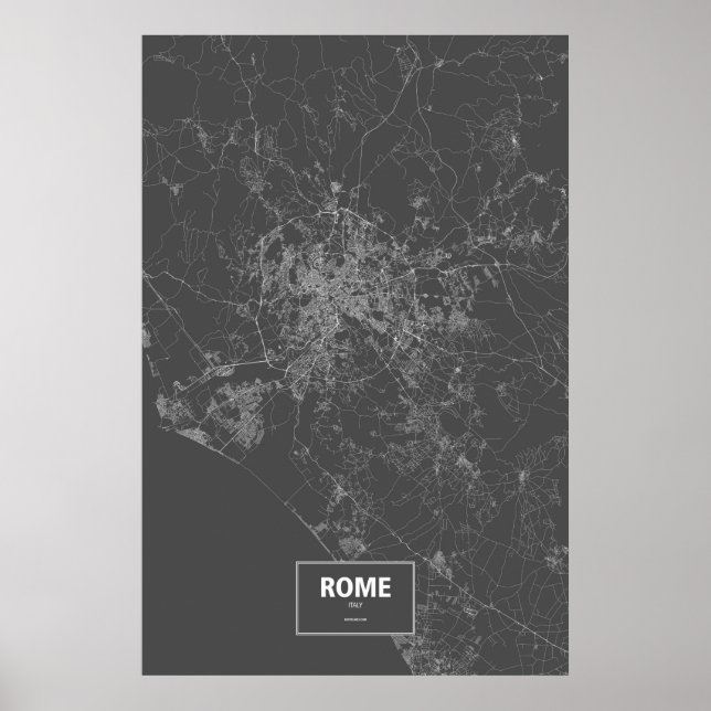 Affiche Rome, Italie (blanc sur noir) (Devant)