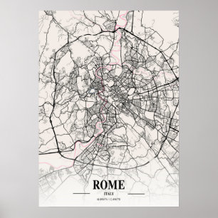 Affiche Rome - Italie Carte de la ville napolitaine