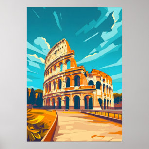 Affiche Rome Italie Colisée Art de Voyage Mural Vintage
