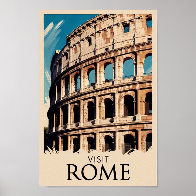 Affiche Rome Italie Colisée Illustration Voyage Art (Devant)