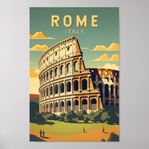 Affiche Rome Italie Colisée Voyage Art Vintage