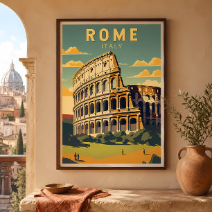 Affiche Rome Italie Colosseum Voyage Art Rétro