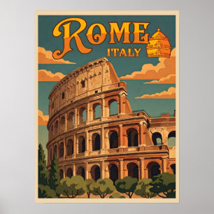 Affiche Rome Italie Colosseum Voyage Rétro