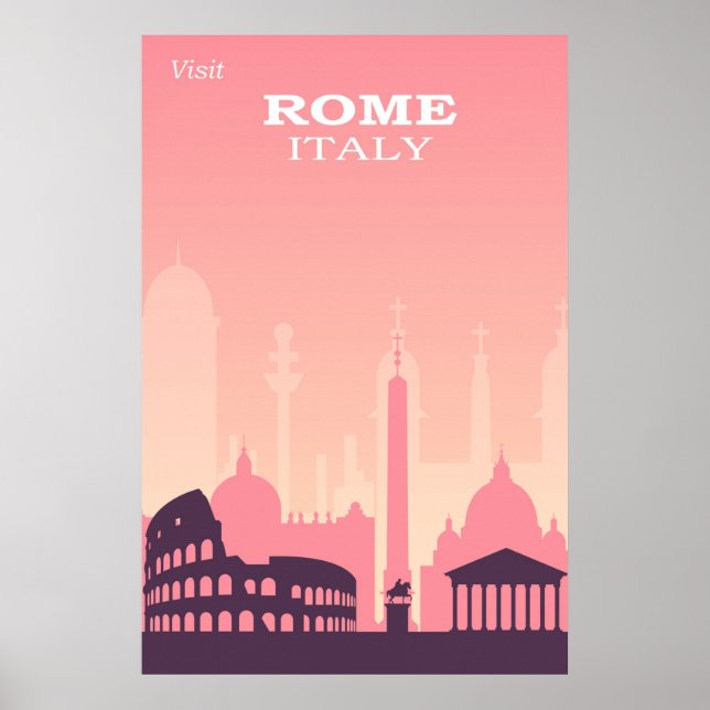 Affiche Rome Italie Vintage voyage rose (Devant)