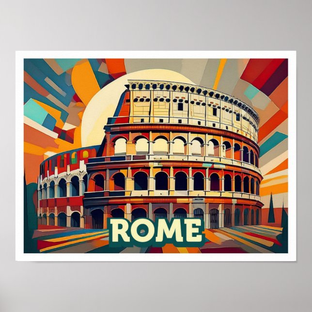 Affiche Rome Italie Voyage artistique coloré (Devant)