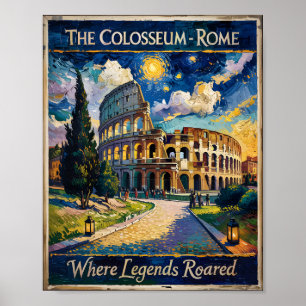 Affiche Rome Italie Voyage Colisée Starry Nuit Van Gogh