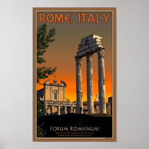 Affiche Rome - Ruines du Temple dans Forum Romanum
