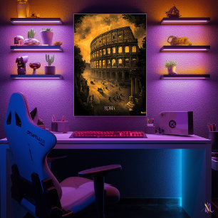 Affiche Rome Skyline - Charcoal Monochrome Art - Urban