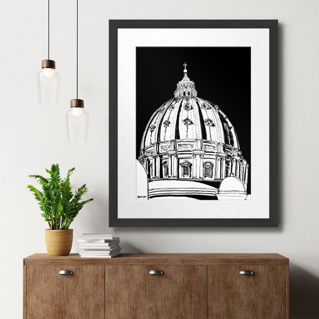 Affiche Rome Vatican City St Peter's Dome Imprimer (Rome Vatican City St. Peter’s Dome Travel Print)