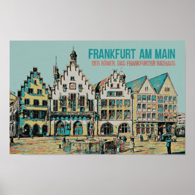 Affiche Römer Frankfurt, illustration de l'hôtel de ville  (Devant)