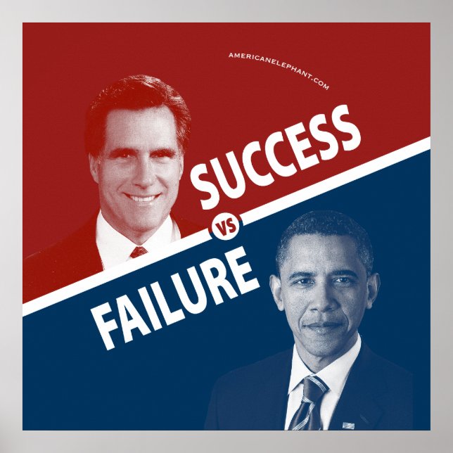 Affiche Romney Vs. Obama - Succès Vs Échec (Devant)