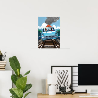 Affiche Ron & HARRY POTTER™ en voiture volante vers HOGWAR