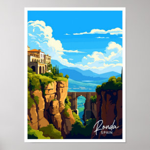 Affiche Ronda Espagne Art Travel illustration Vintage