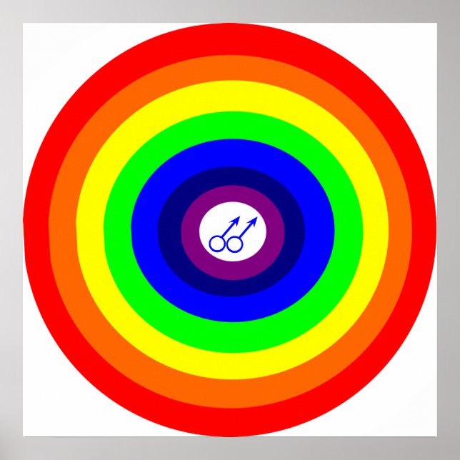 Affiche ronde arc-en-ciel pour hommes gays (Devant)