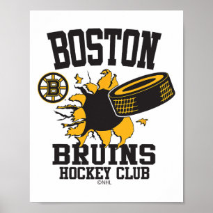 Affiche Rondelle de hockey des Boston Bruins éclatée grise