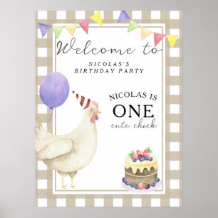 Affiche Rooster Chick 1er fête d'anniversaire