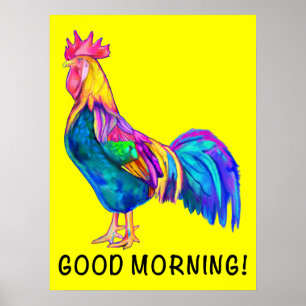 Affiche Rooster coloré Bonjour !