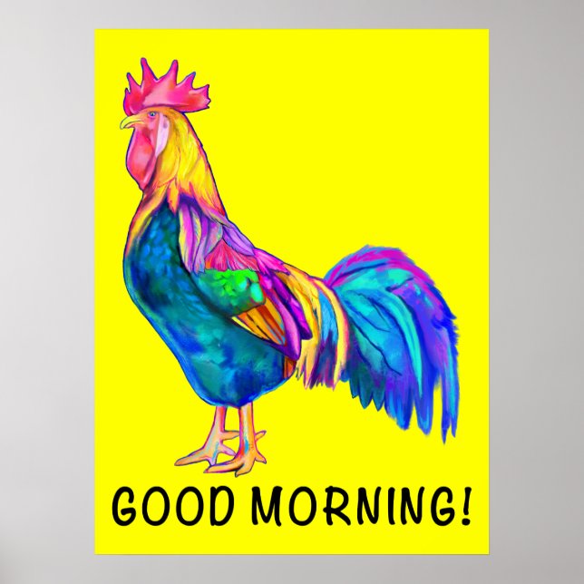 Affiche Rooster coloré Bonjour ! (Devant)