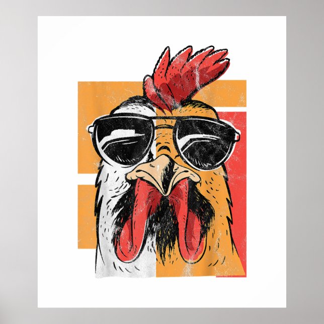 Affiche Rooster cool portant lunettes de soleil Retro Vint (Devant)