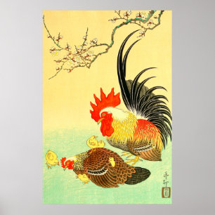 Affiche Rooster et Hen Ohara Koson 1930
