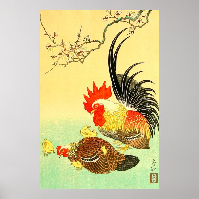 Affiche Rooster et Hen Ohara Koson 1930 (Devant)