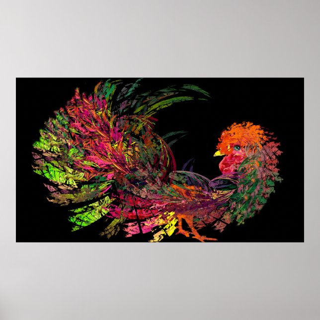 Affiche Rooster Golden Comb Art fractal (Devant)